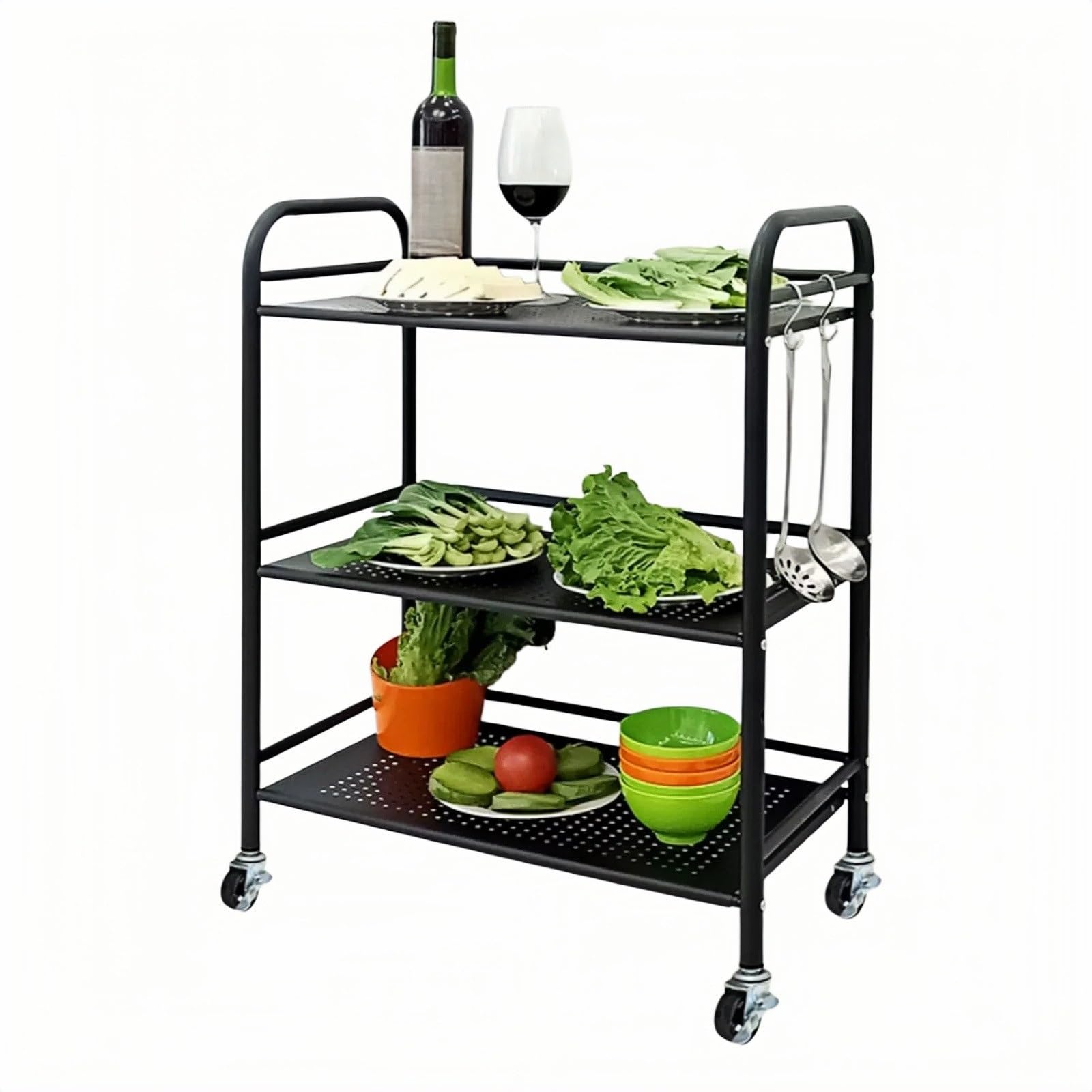 ZYYANSHOP Kitchen Storage Cart 3-Tier Rolling Restaurant Cart Kitchen Vegetable and Food Service Trolley