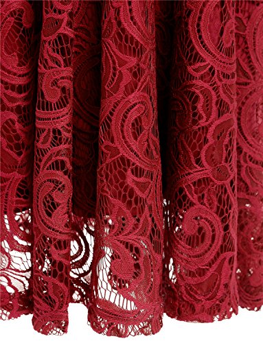 Image of Dressystar Women's Floral Lace V Neck Short Bridesmaid Cocktail Party Dress