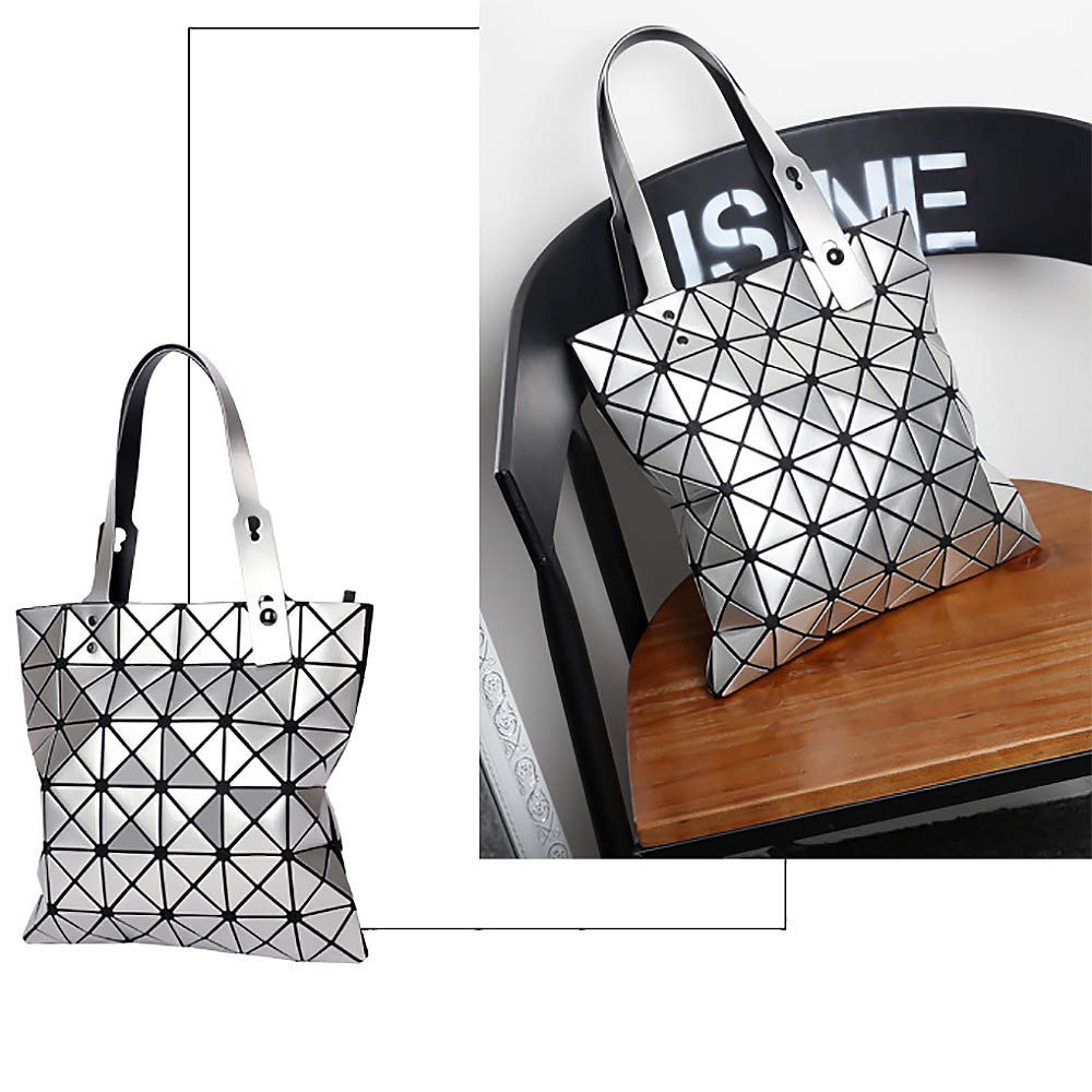 whatUneed Donne Top-Handle Borse, Borsa a tracolla luminosa geometrica, pieghevole in pelle PU Shard Lattice Tote Bag Shard Shard Bag