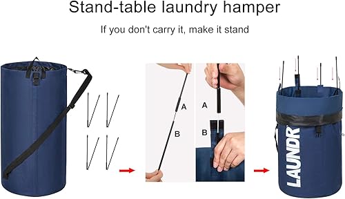 Miniatura 6 de Chrislley Cesta de lavandería extra grande de 106 litros con cordón para dormitorio, mochila de lavandería, bolsa de lavandería plegable para