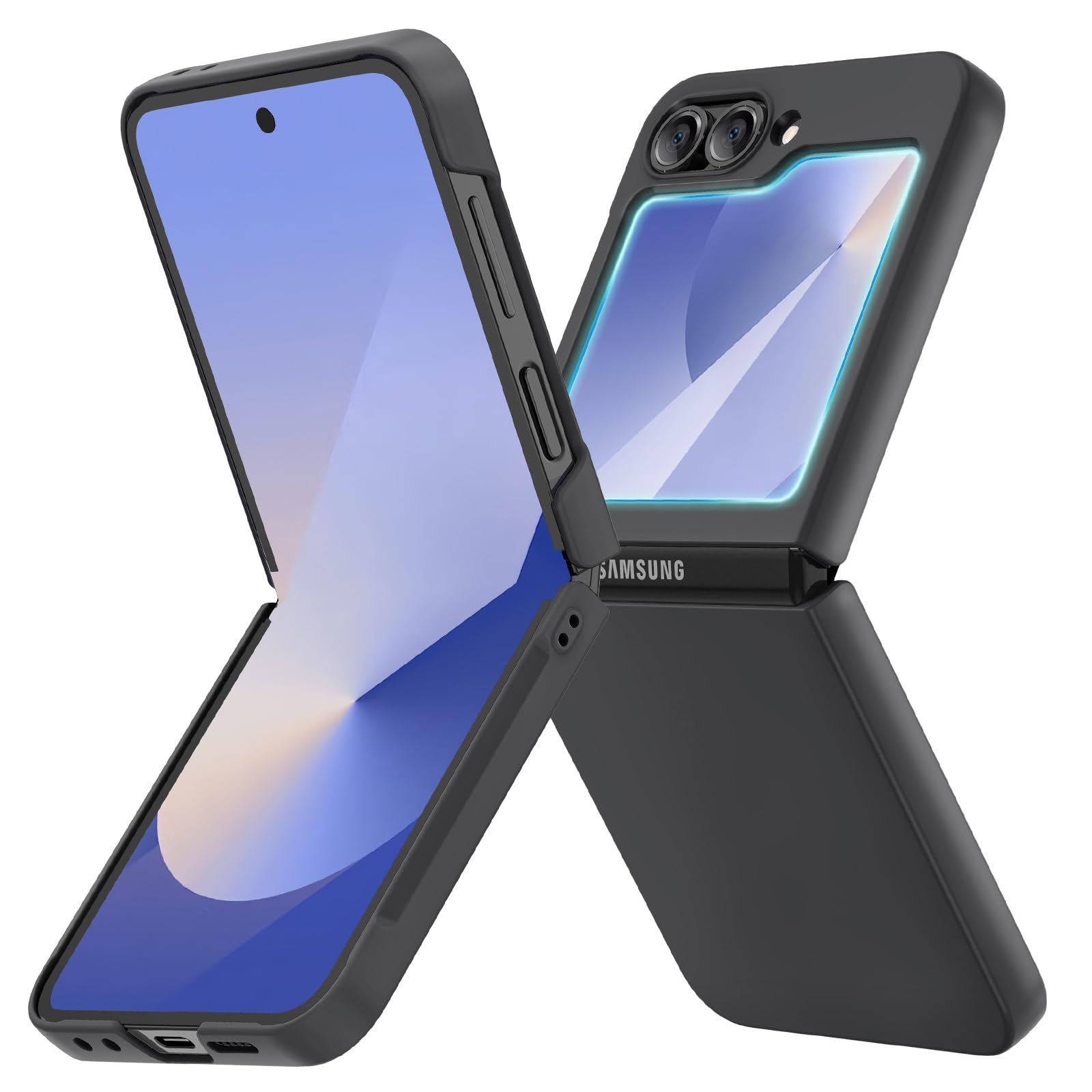 Ruky for Z Flip 6 Case, Full Body Cover Hard PC Ultra-Thin Anti-Scratches Shockproof, Support Wireless Charging Protective Phone Case for Samsung Galaxy Z Flip 6, Black