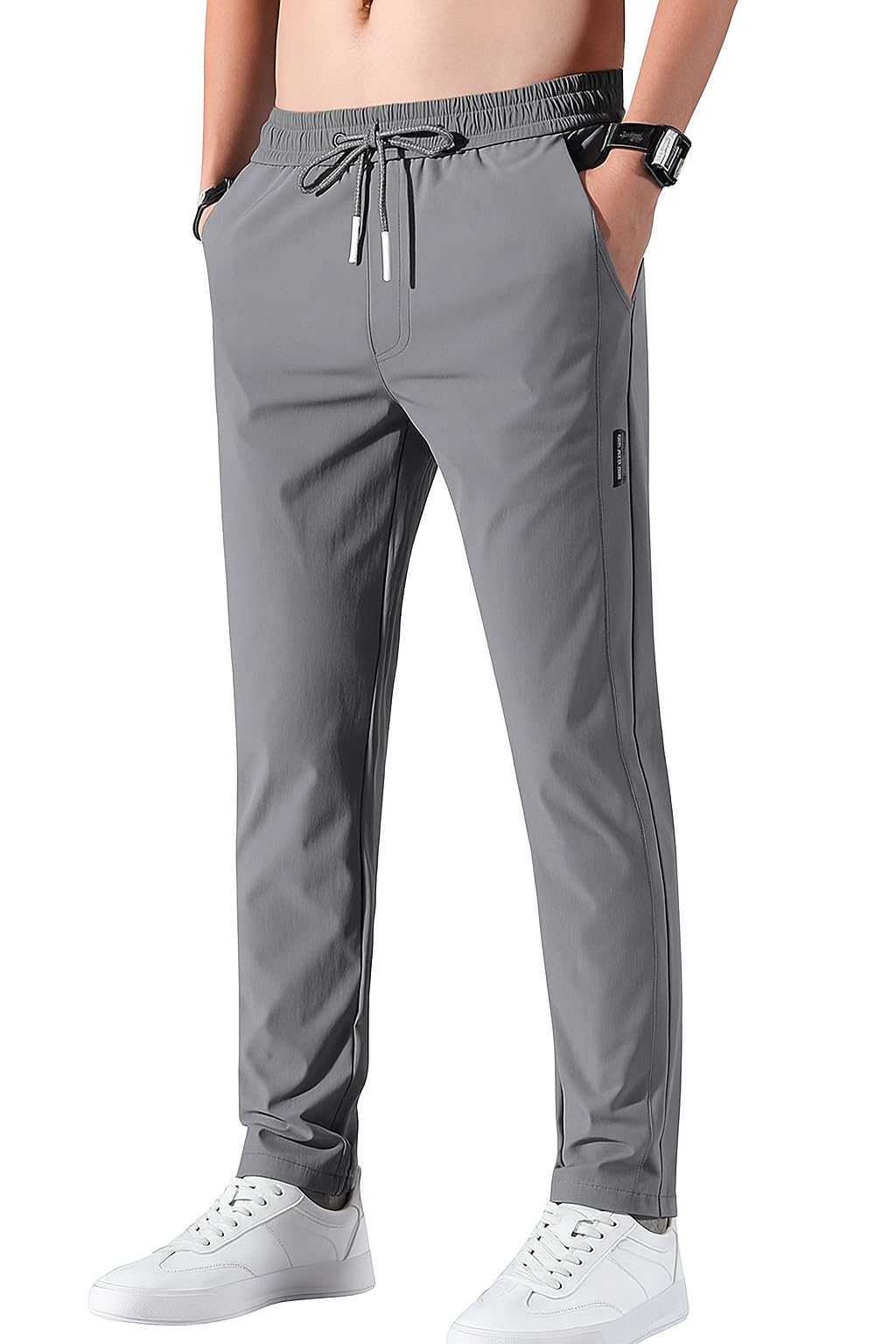 Men's Lycra Solid Jogger Pants with Pockets-image-8
