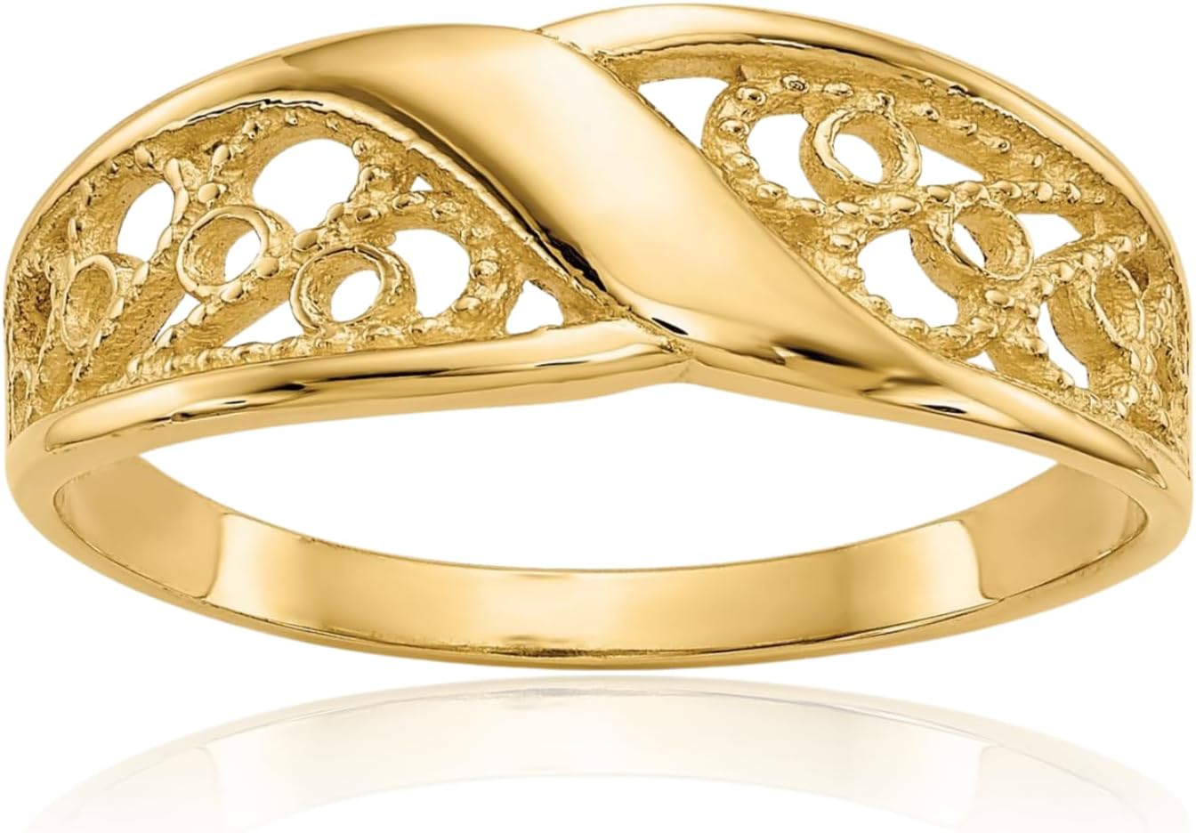 IceCarats 14K Solid Yellow Gold Antique Filigree Statement Ring Size 7