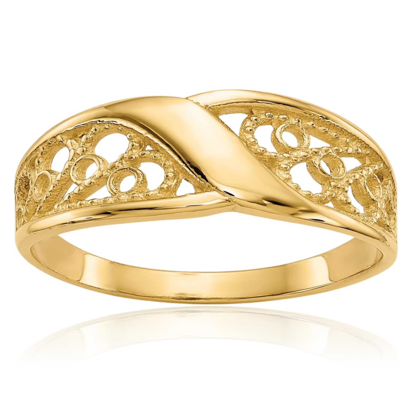IceCarats 14K Solid Yellow Gold Antique Filigree Statement Ring