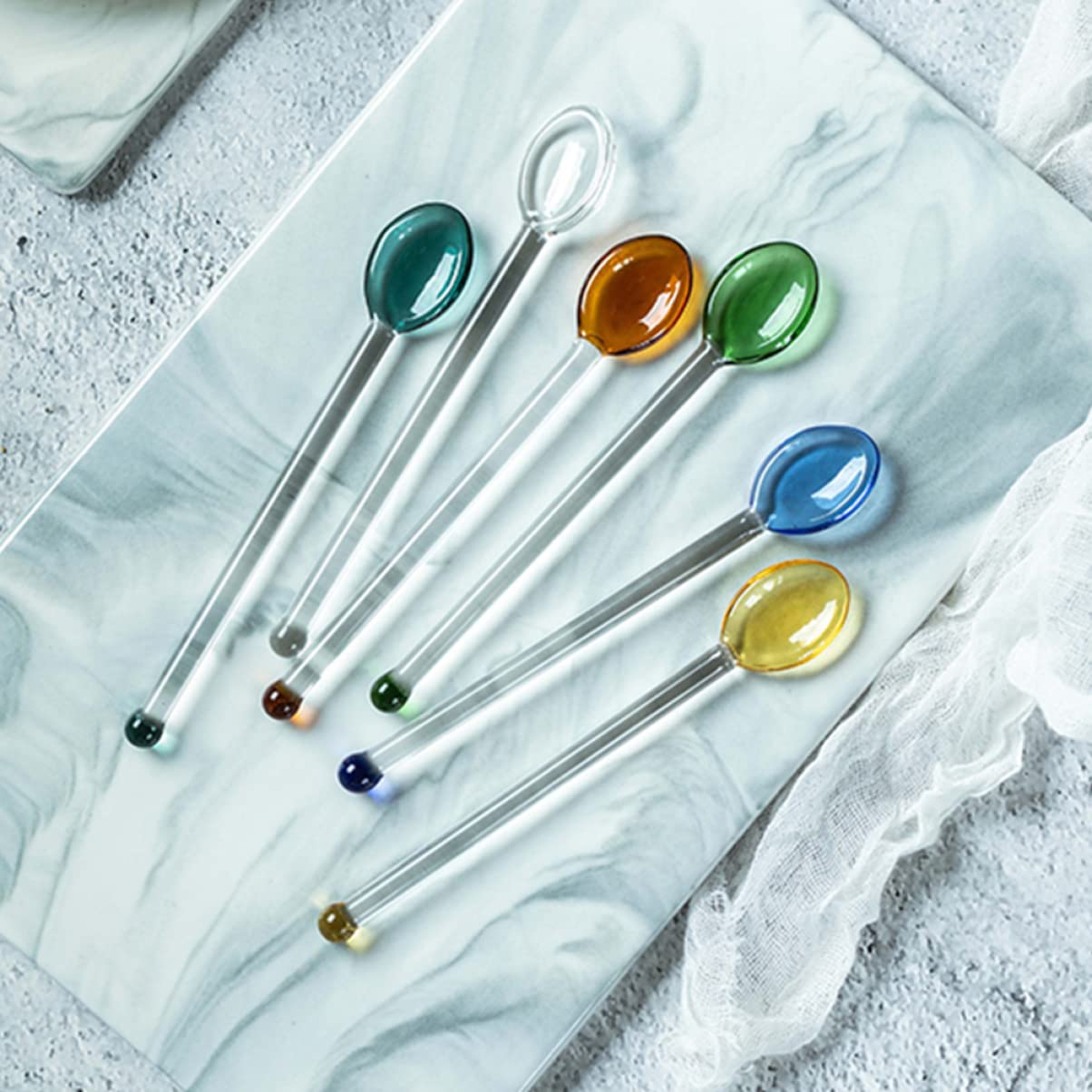 Set 2 Cucchiai In Vetro Per Caffè E Tè 13 Cm | Trasparenti | Ideali Per Dessert E Bar