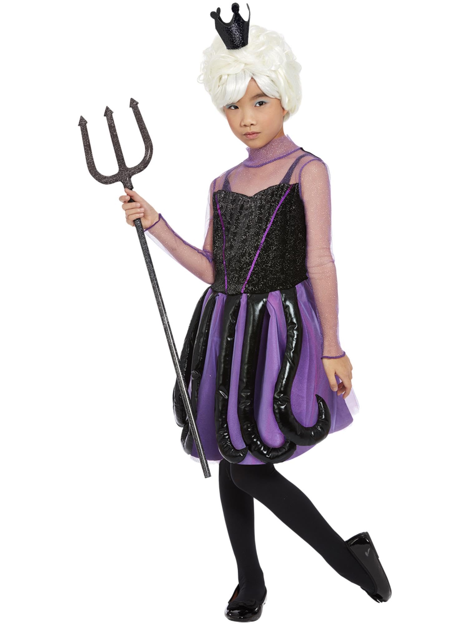 Smiffys Evil Sea Witch Costume, Black Dress, Girls Fancy Dress, Witch Dress Up Costumes Halloween
