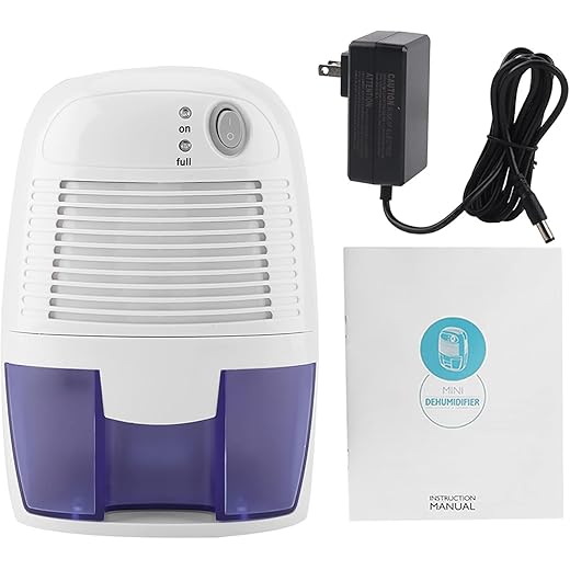 Desumidificador de Ar, Purificador de Ar 500ML, Antimofo, Branco, Desligamento Automático Quando a Água Está Cheia，Desumidificador de Ar