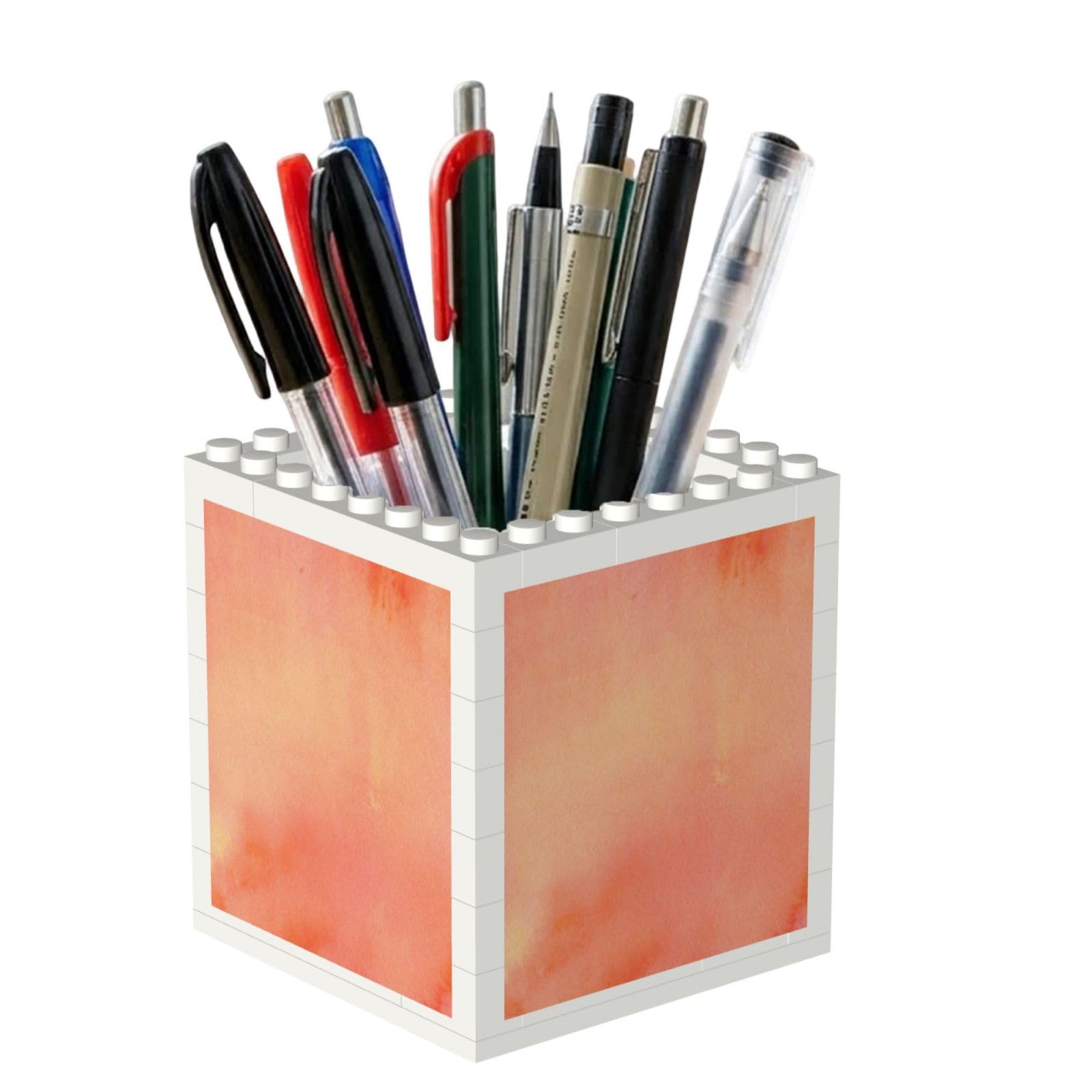 Poadnly Coral Watercolor Shades Pink Orange, Pen Pot Pencil Holder for Office Home School, Compact Desk Organiser for Office Stationery