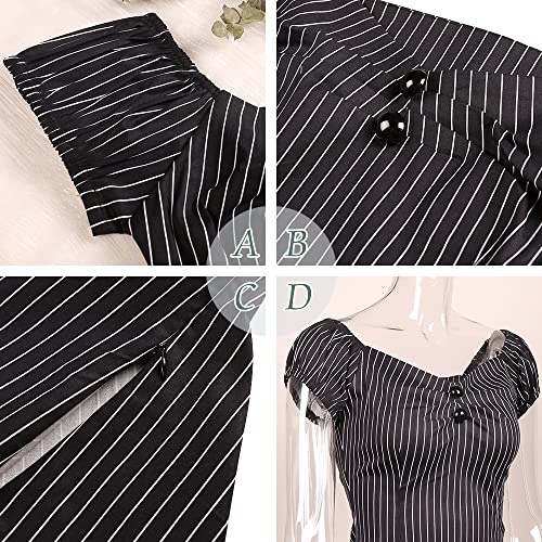 Image of YARN & INK Women's Rockabilly Tops 1950s Pinup Shirt Casual Off Shoulder Vintage Blouse