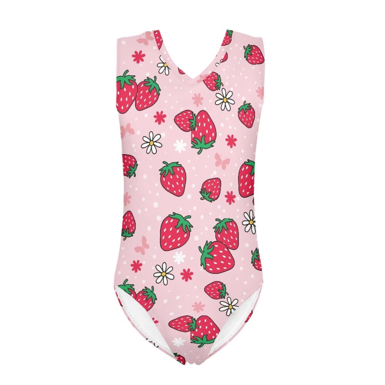 KEIAHUAN Pink Strawberry Print Women's Swimwear Summer Swimsuits Quick Dry Bathing Suits Swimming Suit Gymnastics Leotards
