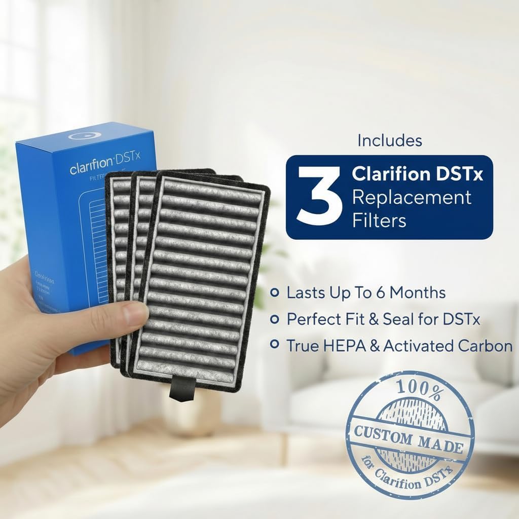 Clarifion - DSTx HEPA + Carbon Air Purifier Filters Replacement 3 Pack, Air Filter for Home, Bedroom, HEPA Filter for Air Purifiers, May Help with Dust, Odors, Smoke, Apartment Essentials