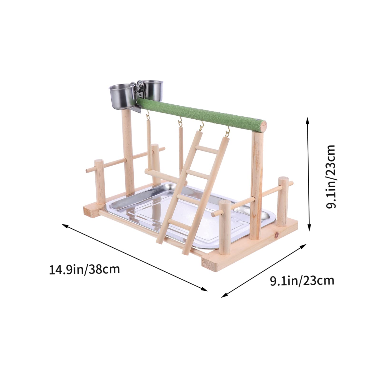 VANZACK Trespolo Per Uccelli Legno Con Scala e Altalena Per Pappagalli Gioco Per Esercizio e Divertimento Per Volatili Supporto Per Arrampicata e Masticazione Adatto Per Pappagalli e
