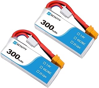 BETAFPV 2pcs 300mAh 2S Lipo Battery HV Battery 45C 7.4V XT30 18AWG Silicone Wire for 2S Whoop FPV Racing Drone Beta75X Beta75 Pro 2