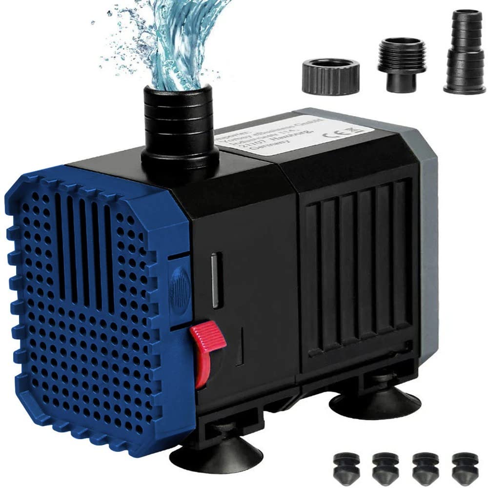 RACO Submersible Water Pump, Flow Adjustable Fountain Pump for Aquarium, Pond, Fish Tank, Hydroponics (1600 L/h – 25W)