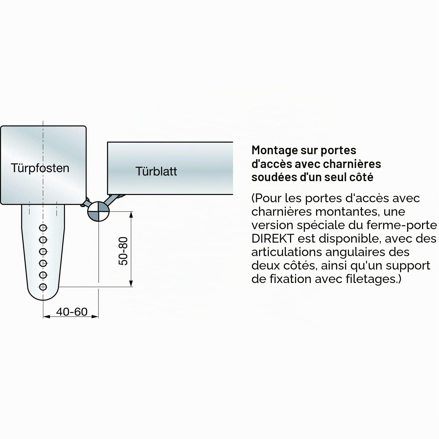 Ferme-porte Dictator Direkt II 150, largeur de porte jusqu'à 1200 mm, acier galvanisé ; 1 pièce