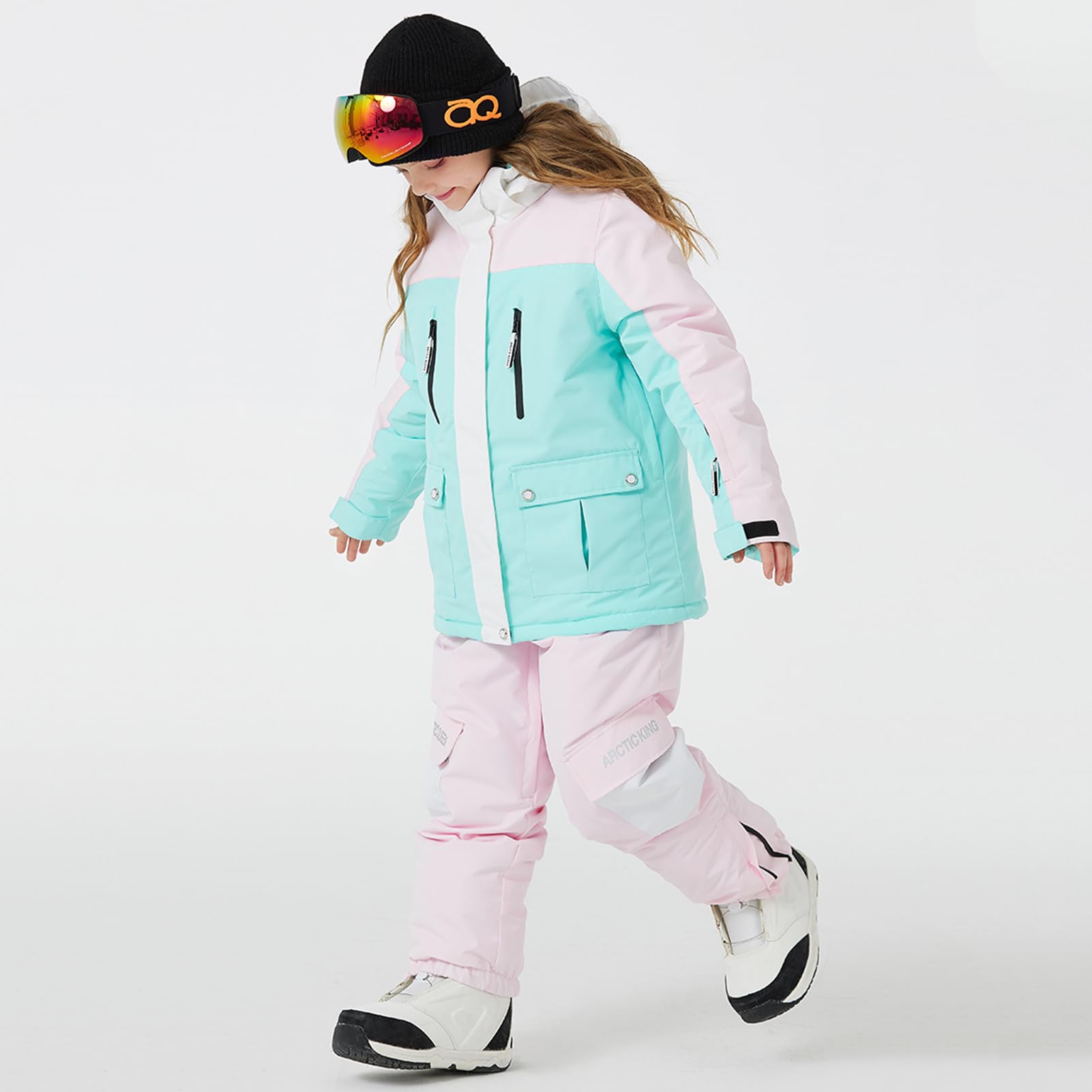 Combinaison de Ski Garçon Enfant à Capuche Coupe-vent et Imperméable Combinaisons de Neige Fille Chaude Vêtements de Ski pour Hiver