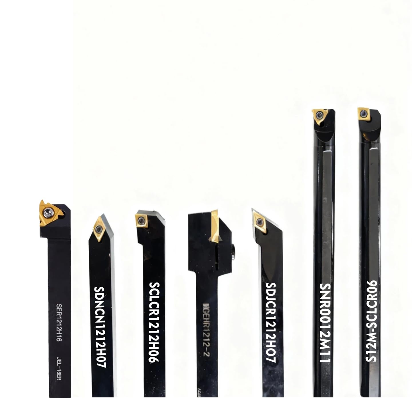 1/2" (12mm) Shank, Includes 7Pcs Metal Lathe Tool Holders and 14Pcs Carbide Inserts for Turning Boring Grooving Cutting Threading Carbide Turning Tool-Indexable Lathe Turning Tool 21Pcs Kit