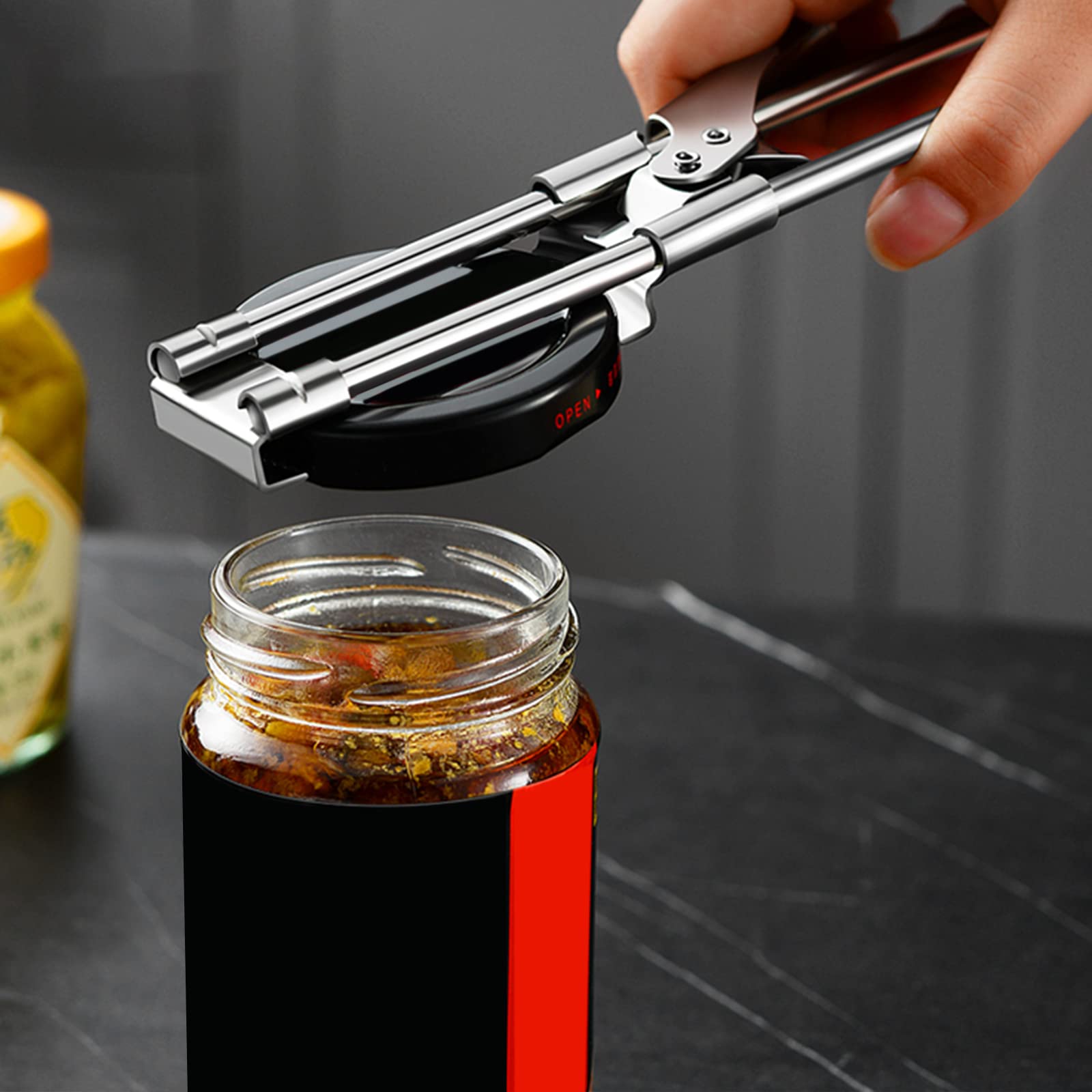 Apriscatole Manuale Regolabile In Acciaio Inox – Impugnatura Ergonomica A S – Ideale Per Anziani E Famiglia – Grigio