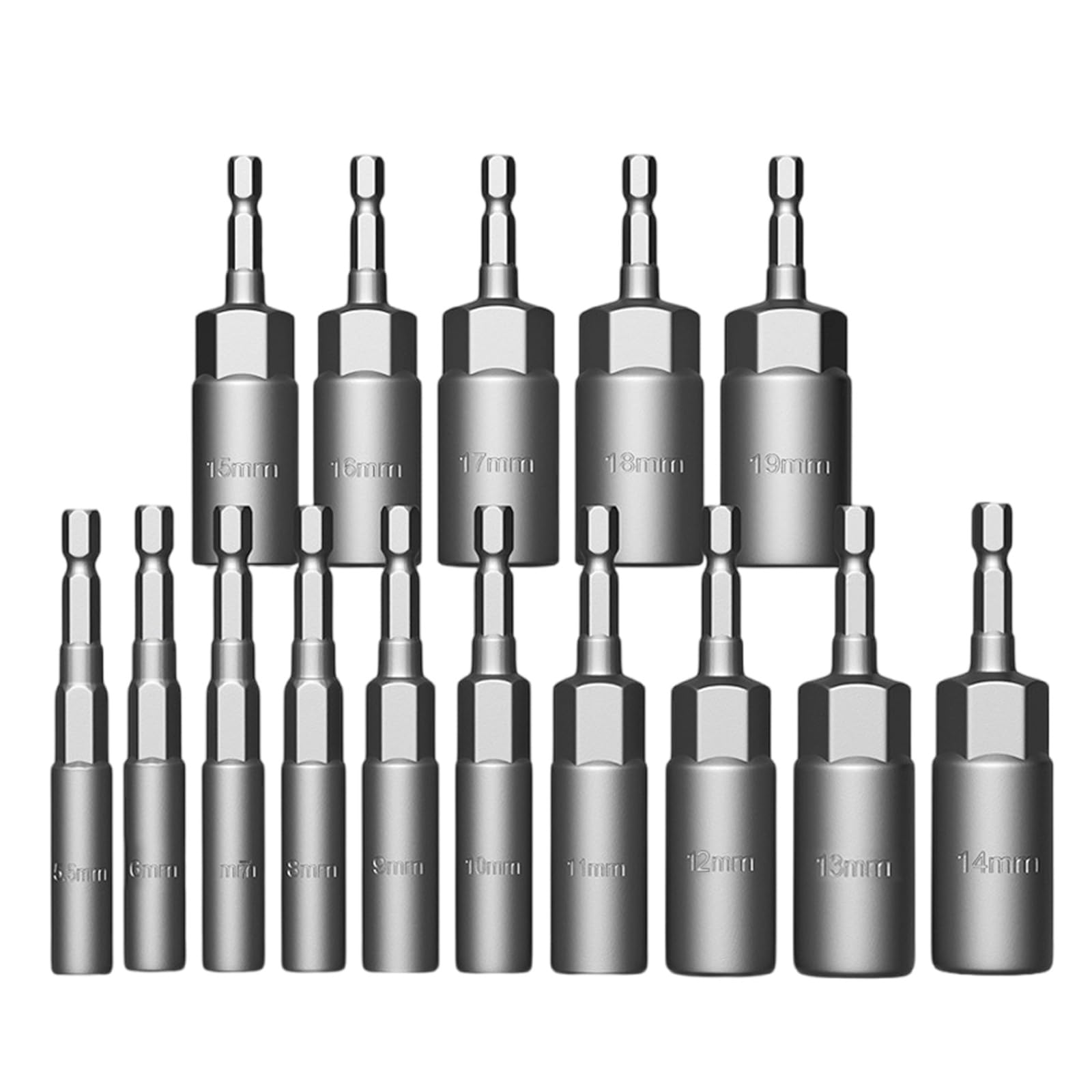 Kalttoy 15 Piece Set 1 / 4Inch Nut Driver Set Extension Socket Drill Bit Holder Quick Changing Power Nut Driver Bit Set Hexagonal Shank Hexagonal Socket Extension