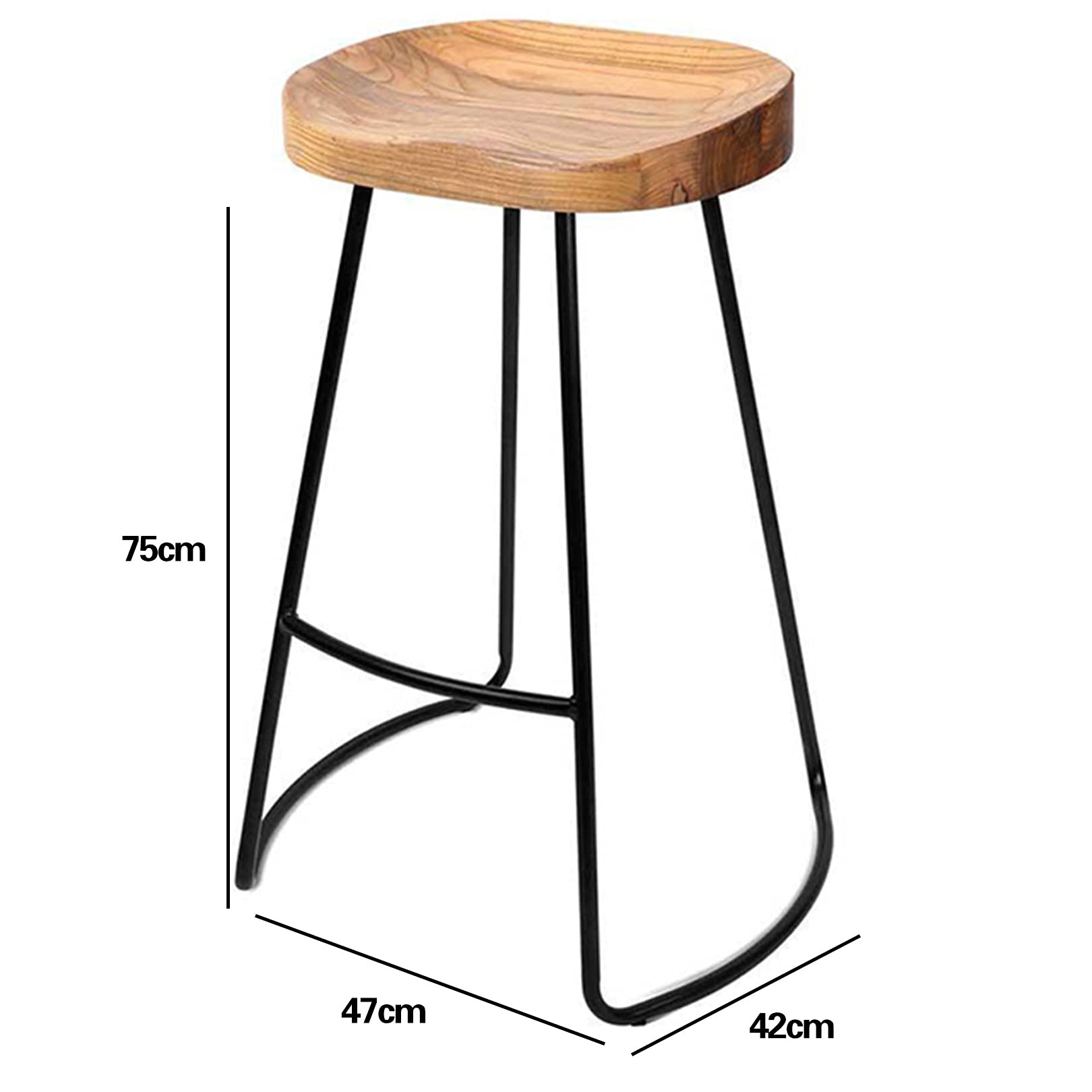 Taburetes de Bares, taburetes de Cocina, Juego de 2 sillas de Barras Altas con Marco de Hierro, Asiento de Alto Asiento de 65/75 cm, ensamblaje fácil, Industrial rústico