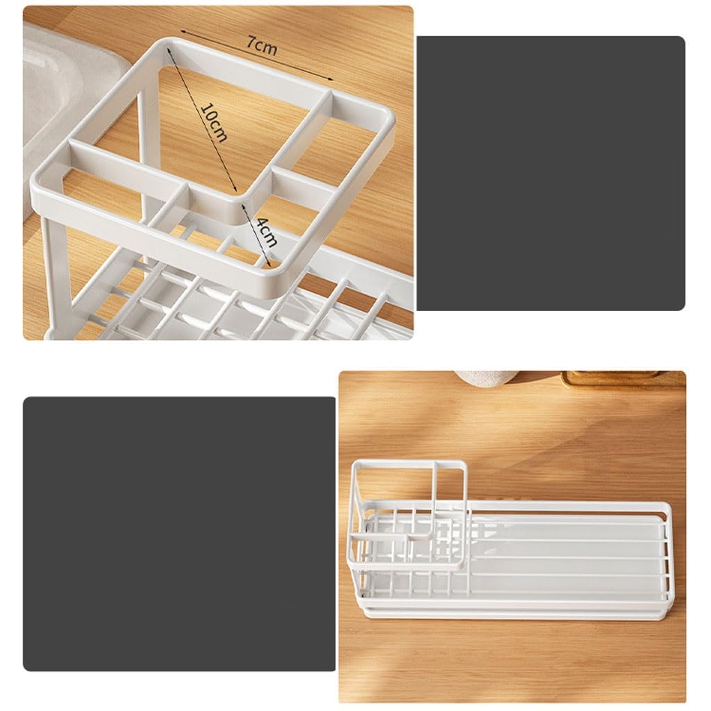 Portaspazzolino in Acciaio al Carbonio Portadentifricio da appoggio Bianco Nero Portaspazzolino Portaoggetti per Bagno Drenaggio (B S25.2cm)