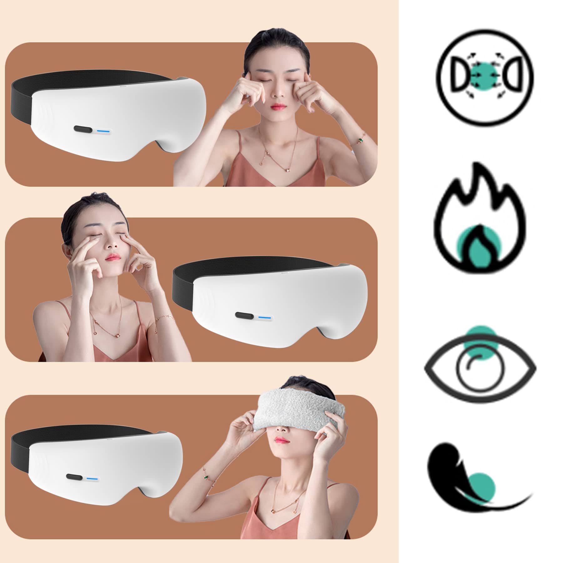 Massaggiatore per occhi con calore, massaggiatore per occhi riscaldato per emicranie, rilassa e riduce l'affaticamento degli occhi, occhiaie, borse per occhi secchi, migliora il sonno, regalo