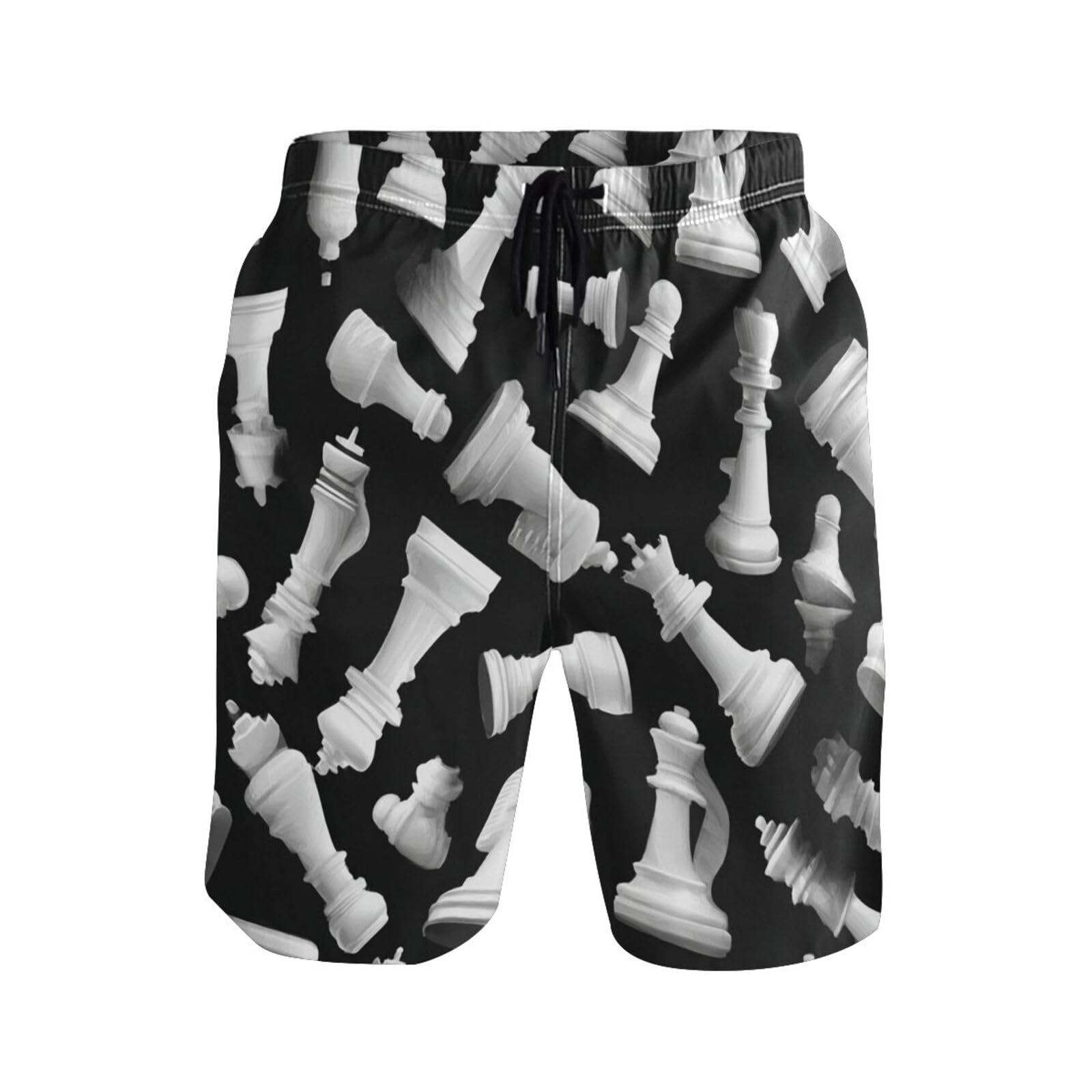 Deportivos Hombres Short Pieza De Ajedrez Blanca Negra Shorts De Baños Casual Swimsuit De Hombresligeros Bañador Hombres Corto para Gimnasio Uso Diario Vacaciones