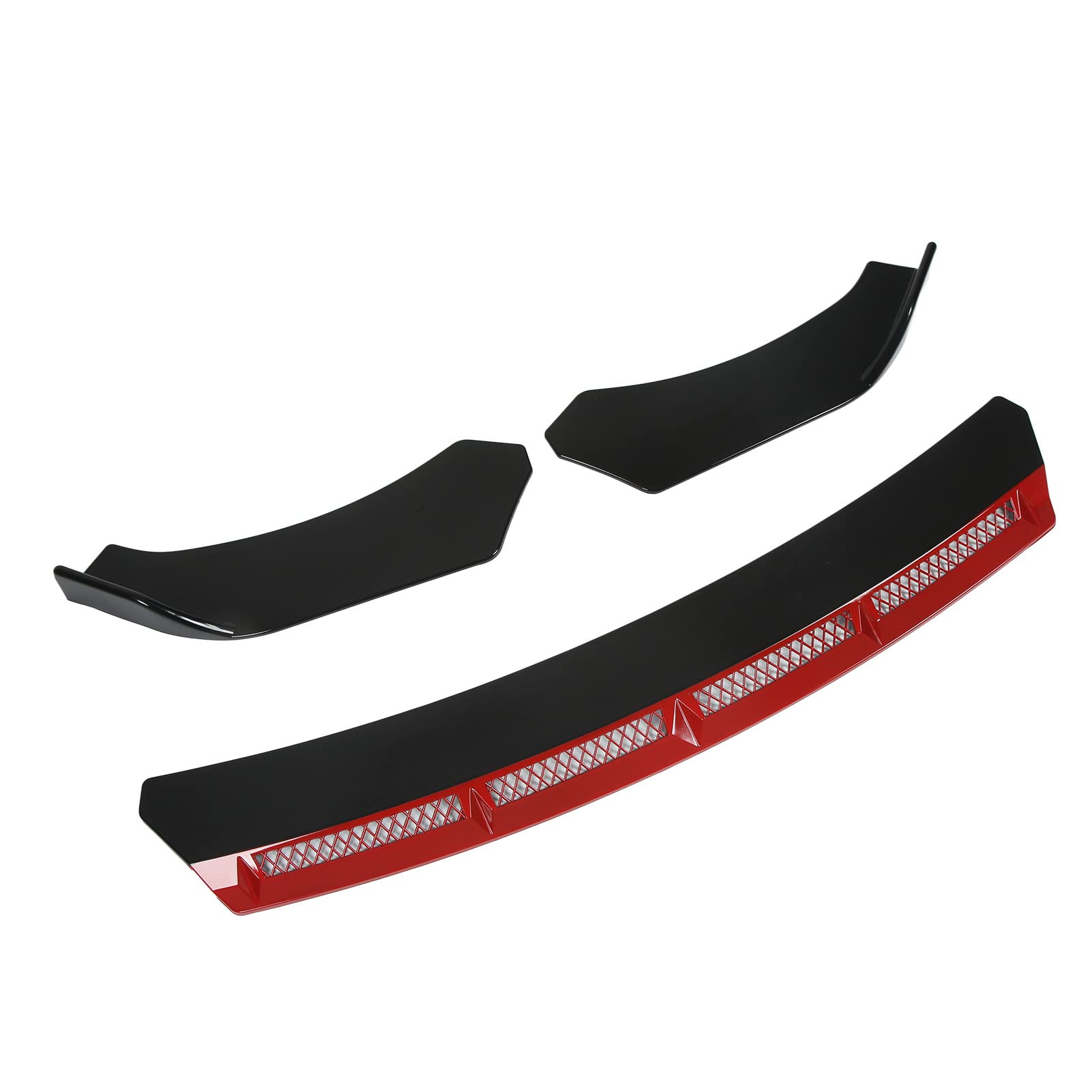 Front Spoiler, 3-piece Heavy Duty Anti-scratch, and Non-fading Front Bumper Lip Body Kit for Car Modification (Red)