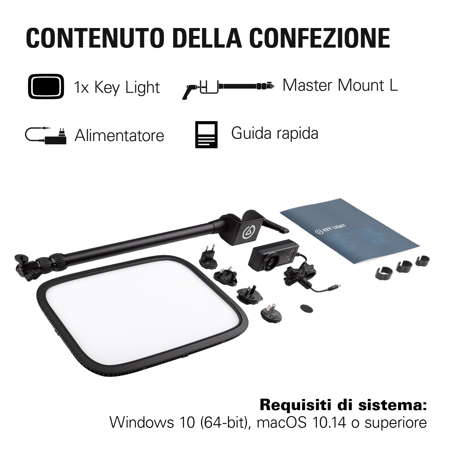 Elgato Key Light Pannello LED Professionale da Studio con 2800 Lumen, Regolabile a Colori, Abilitato per le App, per PC e Mac, Supporto da Tavolo in Metallo