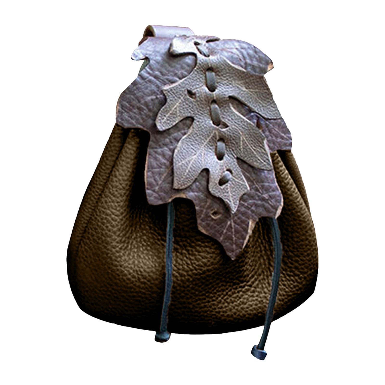 nivaa waist drawstring bag party handcraft men outdoor festival cosplay belt purse deep brown