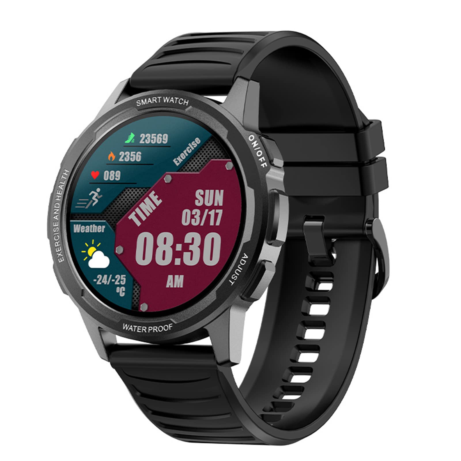 Smartwatch kompatybilny z IOS & Andriod, wodoodporny smartwatch IP68 3.4 cm dla mężczyzn i kobiet z pulsometrem, monitor aktywności z 24 trybami sportowymi, liczba kalorii odległości kroków, czarny