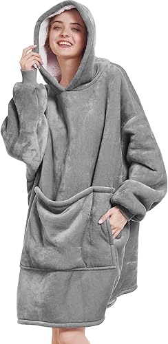 Miniatura 8 de Aemilas Manta con capucha  Cálida sudadera de manta Sherpa como regalo de cumpleaños para mujeres, madres y hombres, talla única