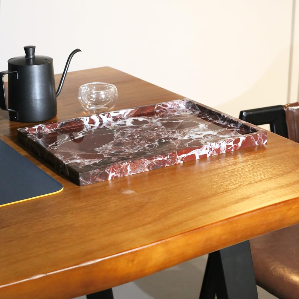 Serviertablett aus 100% natürlichem Marmor, luxuriöses Calaccata-Bratschen-Marmor-Aufbewahrungstablett für Heimdekoration, Steintablett für Badezimmer/Küche/Schminktisch/Kommode, Tellerhalter für