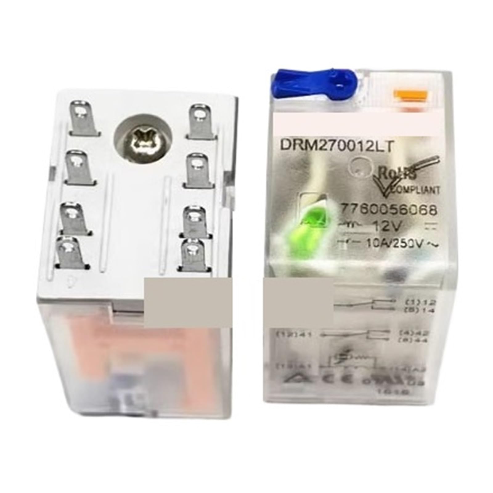 Relé DRM270012LT de 12 V de 8 pies para eliminar sobrecargas en circuitos de baja tensión e instalaciones