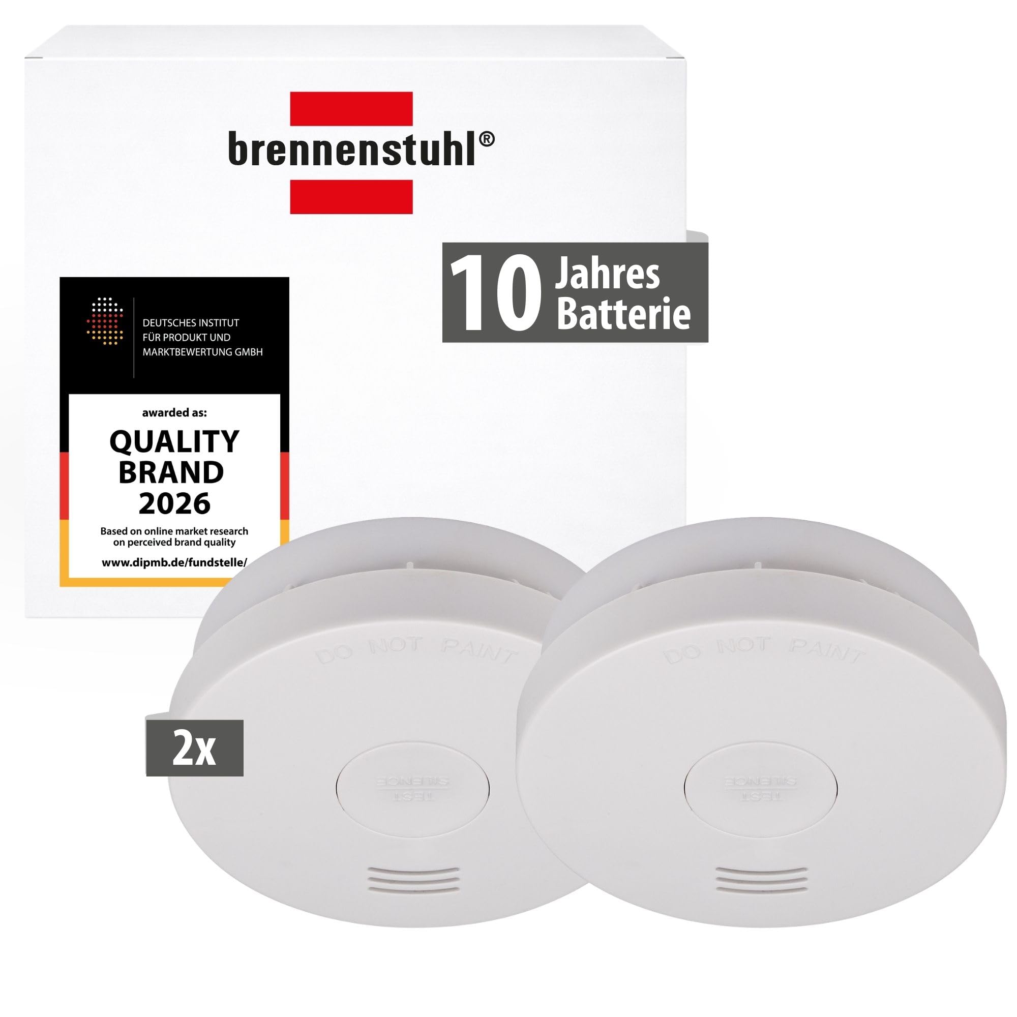 Brennenstuhl Rauchmelder Set, 2X RM L 3100 mit integrierter Batterie (Rauchwarnmelder geprüft und Zertifiziert nach VDs DIN EN 14604) weiß