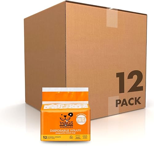 Wags & Wiggles Envolturas masculinas para perros XS Pañales desechables para perros machos para perros con cintura de 9 a 14 pulgadas, paquete de