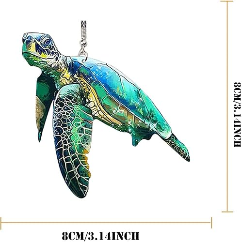 Miniatura 5 de ikasus Adorno colgante de tortuga, bonito dije de espejo retrovisor para automóvil, decoración colgante para el hogar, tortuga marina kawaii mamá