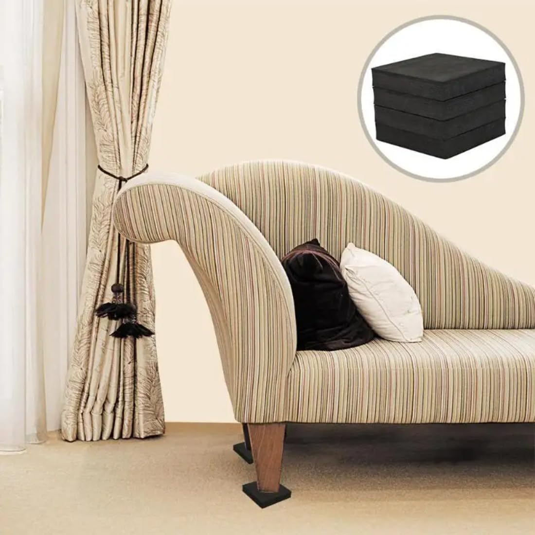 8-Pack Anti Vibration Washing Machine Pads - Shock Absorbing EVA Mats for Dryer, Treadmill - Noise Reduction Washer Mats for Hardwood Floors - Black (Square)