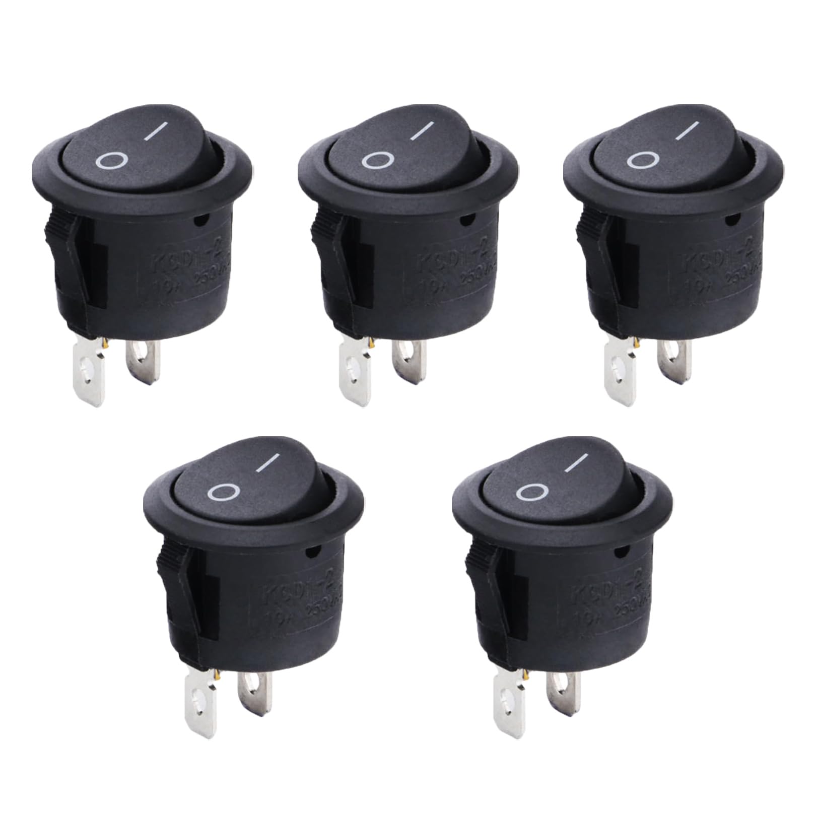5 Stück Kippschalter 12v,Ein Aus Schalter 2 Polig,Mini Wippschalter Mikroschalter Kfz für Lampenschalter Switch Taster,Schwarz Rocker Rund,Einbau Wohnmobil,Auto Boot Haushaltsgeräte,Einrastbare ON/OFF