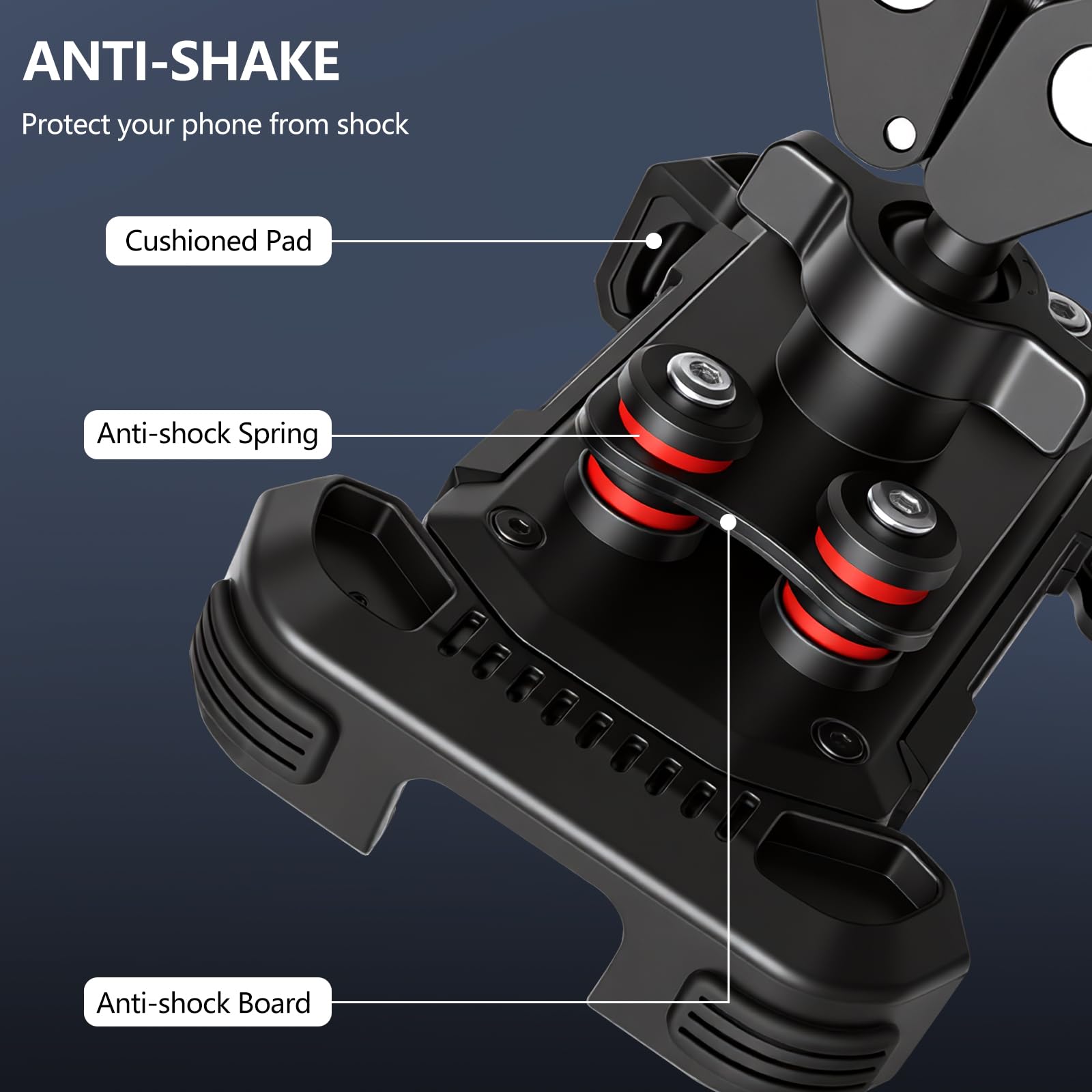 Hossom Support Téléphone Moto Anti-Vibration, Support Téléphone Vélo, 360° Pivotant Support pour Guidon pour Moto, Vélo, ATV, Scooter pour iPhone 17 16 15 14 13 Series, Huawei, 4,7-6,8" Smartphone