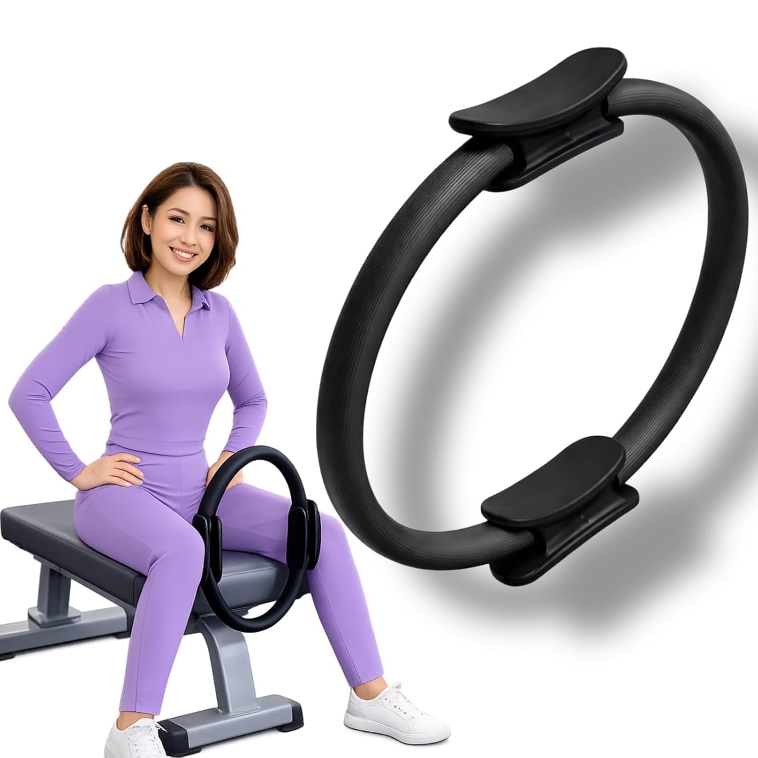 ZNUJ Pilates Ring Circle, Exercise Equipment for Core Strength, Arms, Legs, Abdominal Muscles, Hips, Home Workout-image-45