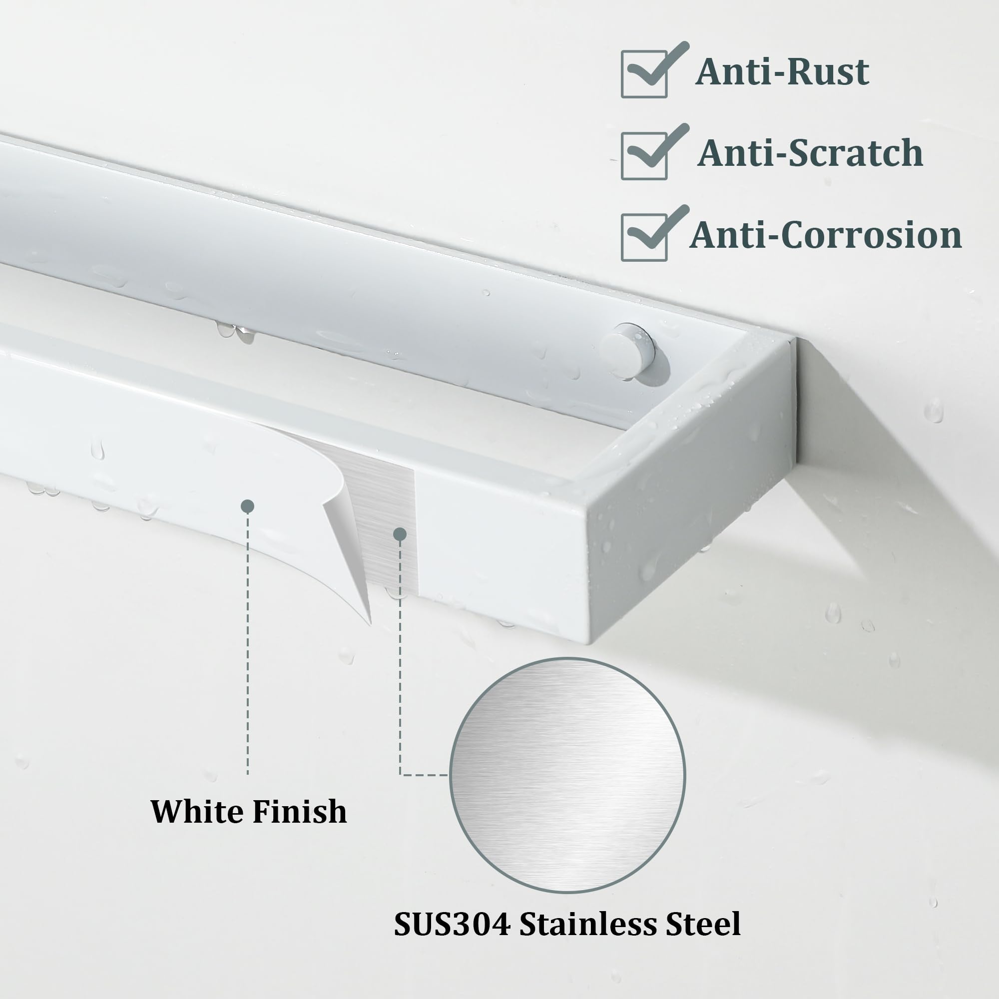 SAYAYO Porta Asciugamani Bagno Bianco Porta Asciugamano Autoadesivo Porta Salviette da Parete 20CM Anello Portasciugamani Bidet Per Bagno Cucina, in Acciaio Inox