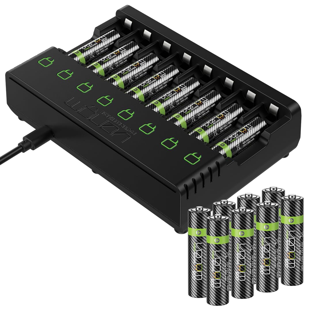 Venom Piles AAA Rechargeables avec Station de Chargement – Comprend 16 Piles AAA 800 mAh