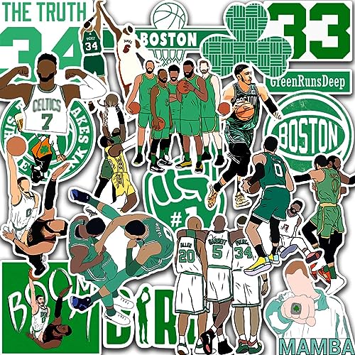 35 PCSBoston American Celtics Stickers Pack Basketball Stickers for Water Bottle, Laptop, Bicycle...