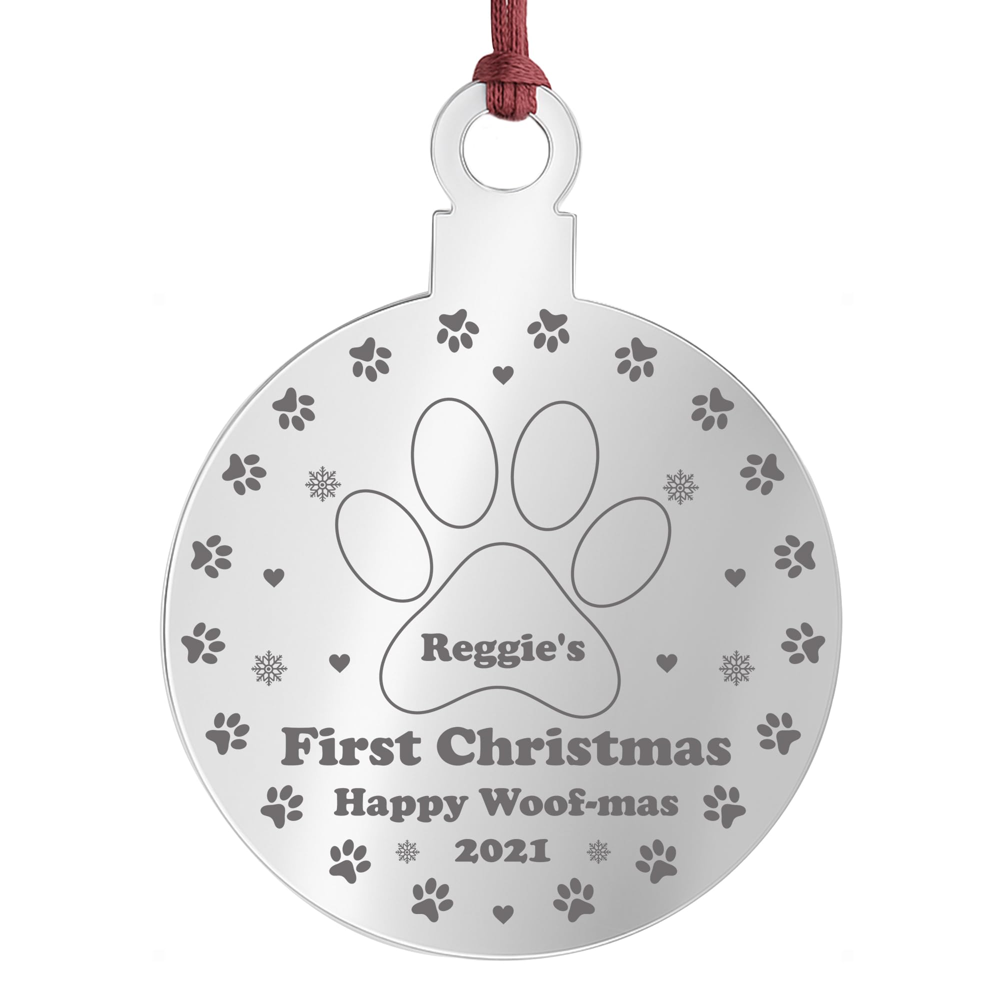 Dog Puppy 1st Christmas Bauble Engraved Personalised Dog Lover Gift For Family Keepsake