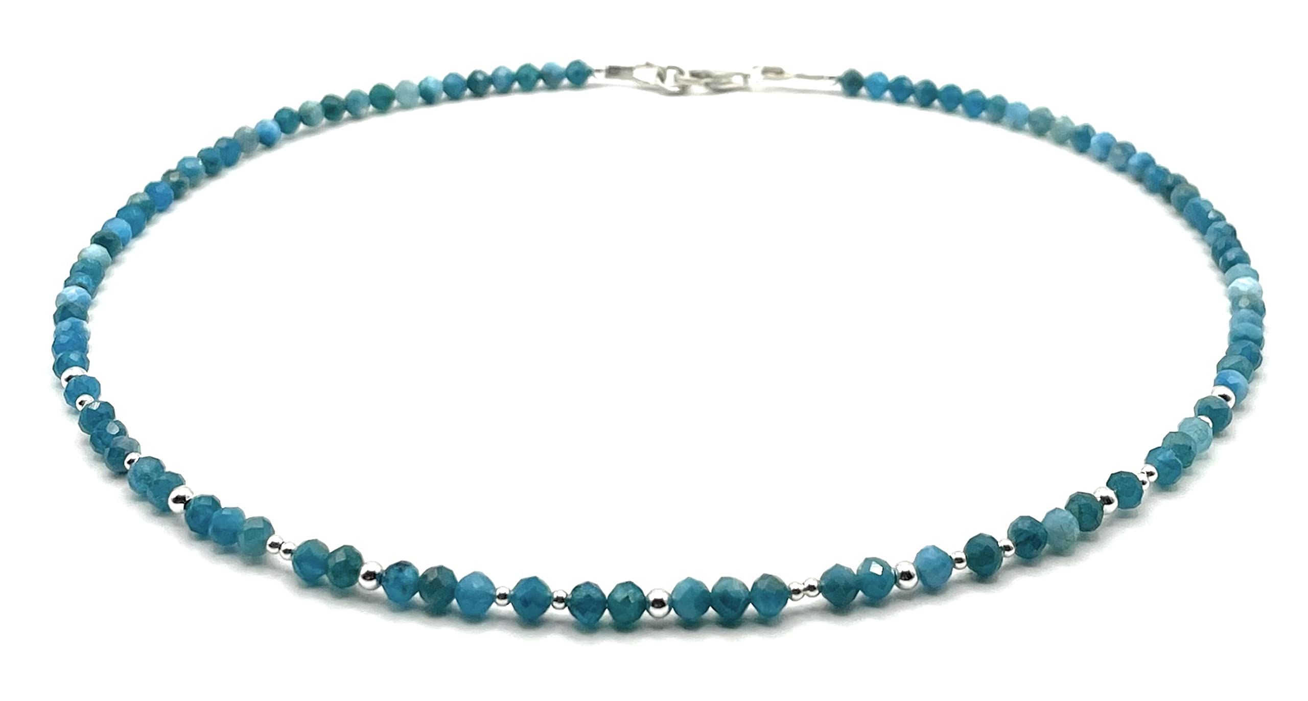 Feine Apatit Halskette, 925 Sterling Silber, Kristall Schmuck, Minimalist Bijoux Made in Italy, Geschenk für Frauen