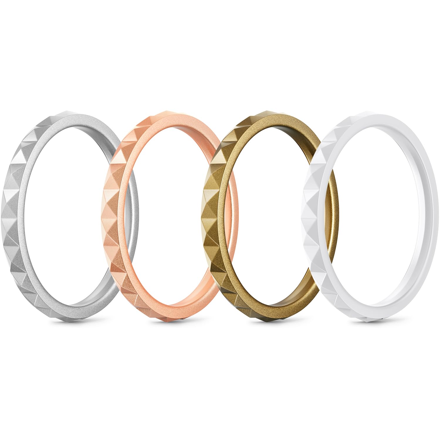 Egnaro Silicone Wedding bands women, Stackable Silicone Ring style