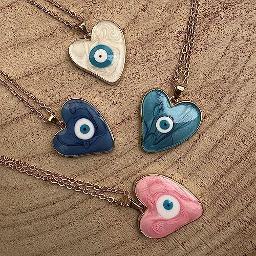 Evil Eye Pendant, Heart, Blue, Natural - Image 2