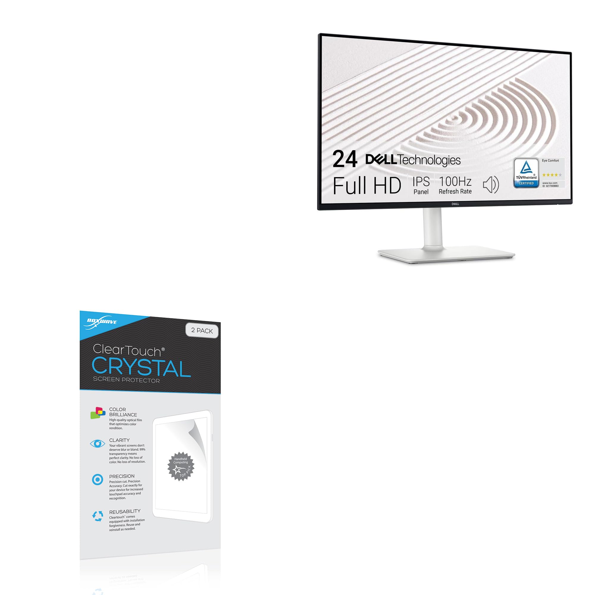 BoxWave Screen Protector Compatible With Dell S2425HS Monitor - ClearTouch Crystal (2-Pack), HD Film Skin - Shields From Scratches