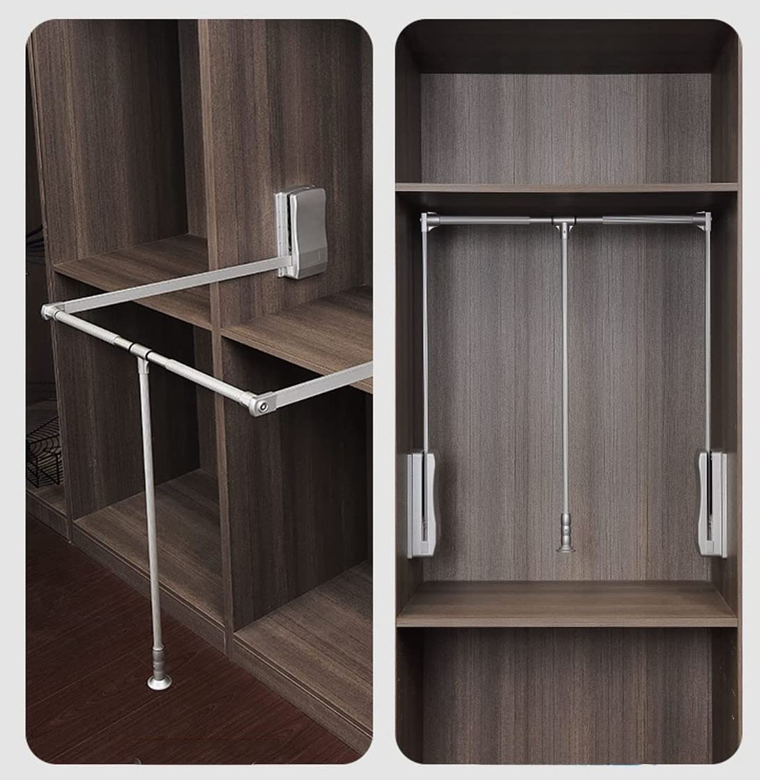 Gedotec Porte-manteau Réglable | Go Up | Tringle à vêtements réglable en largeur 930-1250 mm | 1 Pièce Tringle à vêtements pliable | Noir | Ventilateur de penderie pliable | Wardrobelift